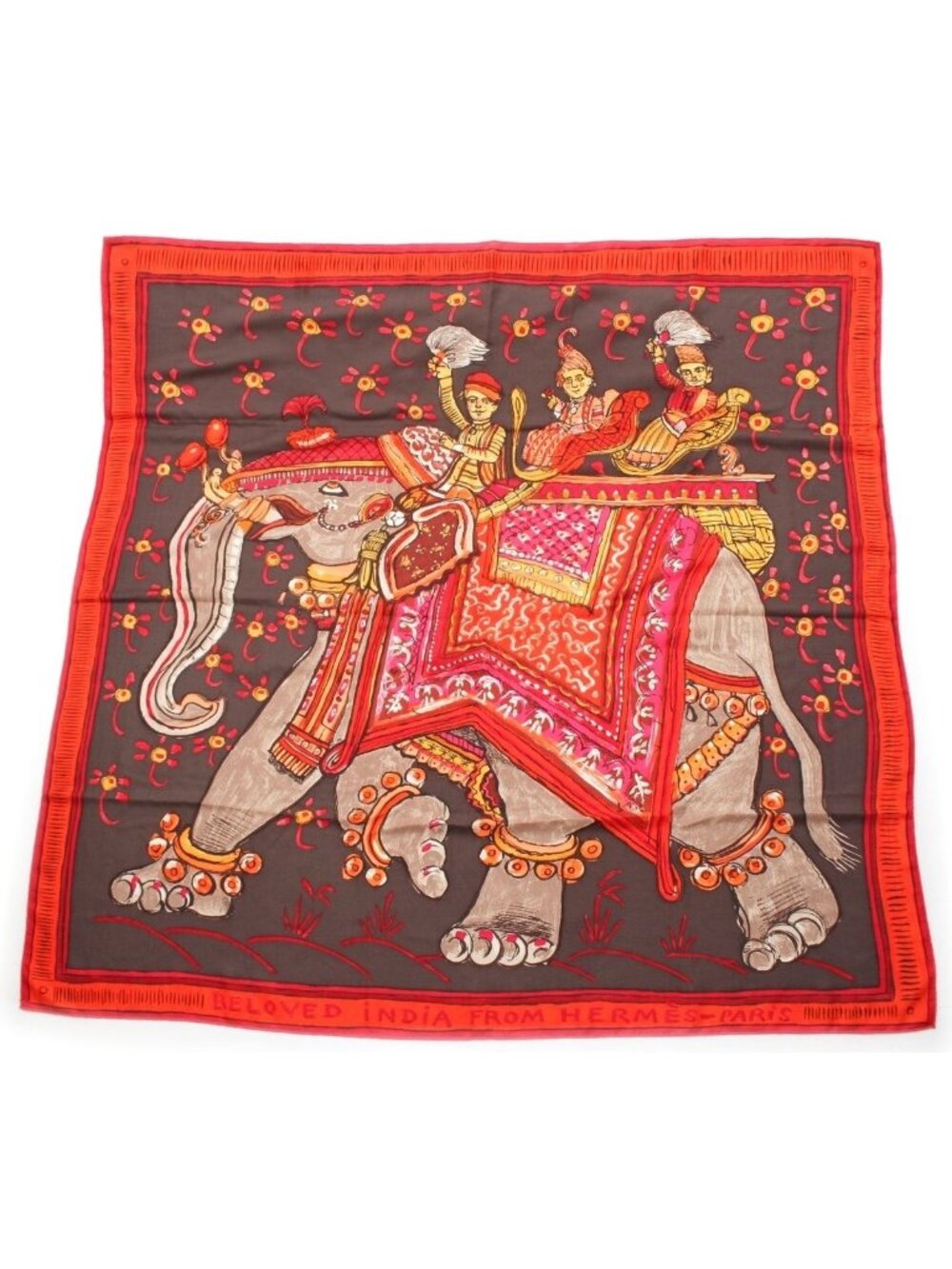 Hermes Carre Geant 140 Cashmere Silk Scarf Beloved India Deep Indian Love
